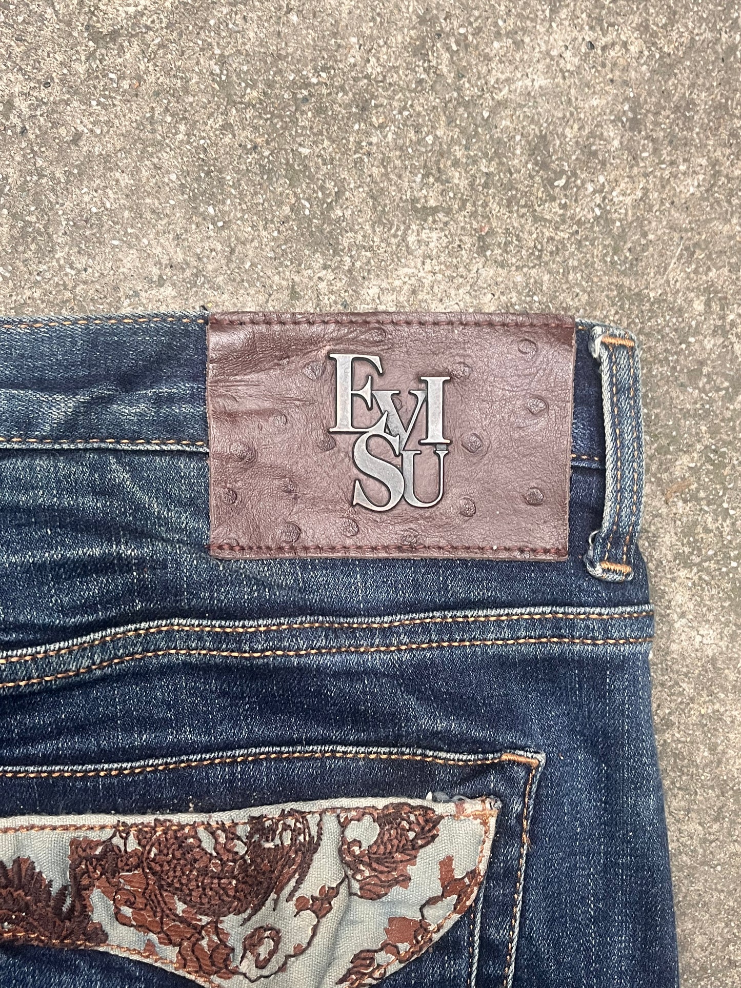 Evisu Oriental print baggy jeans