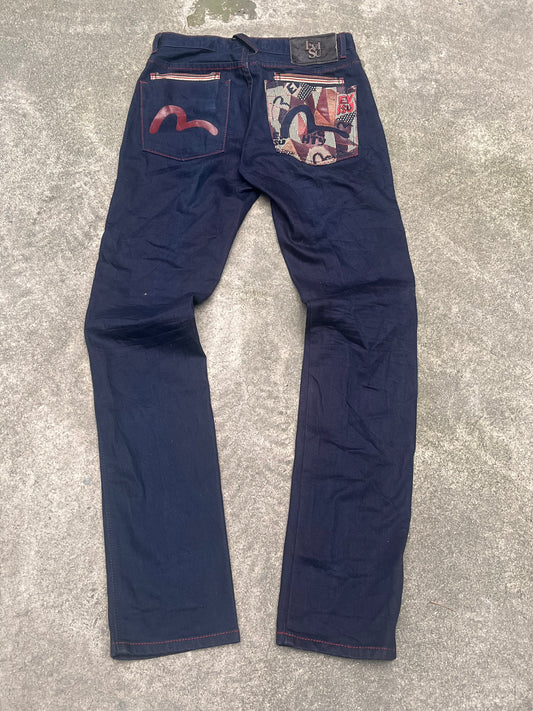 Evisu camo print slim jeans