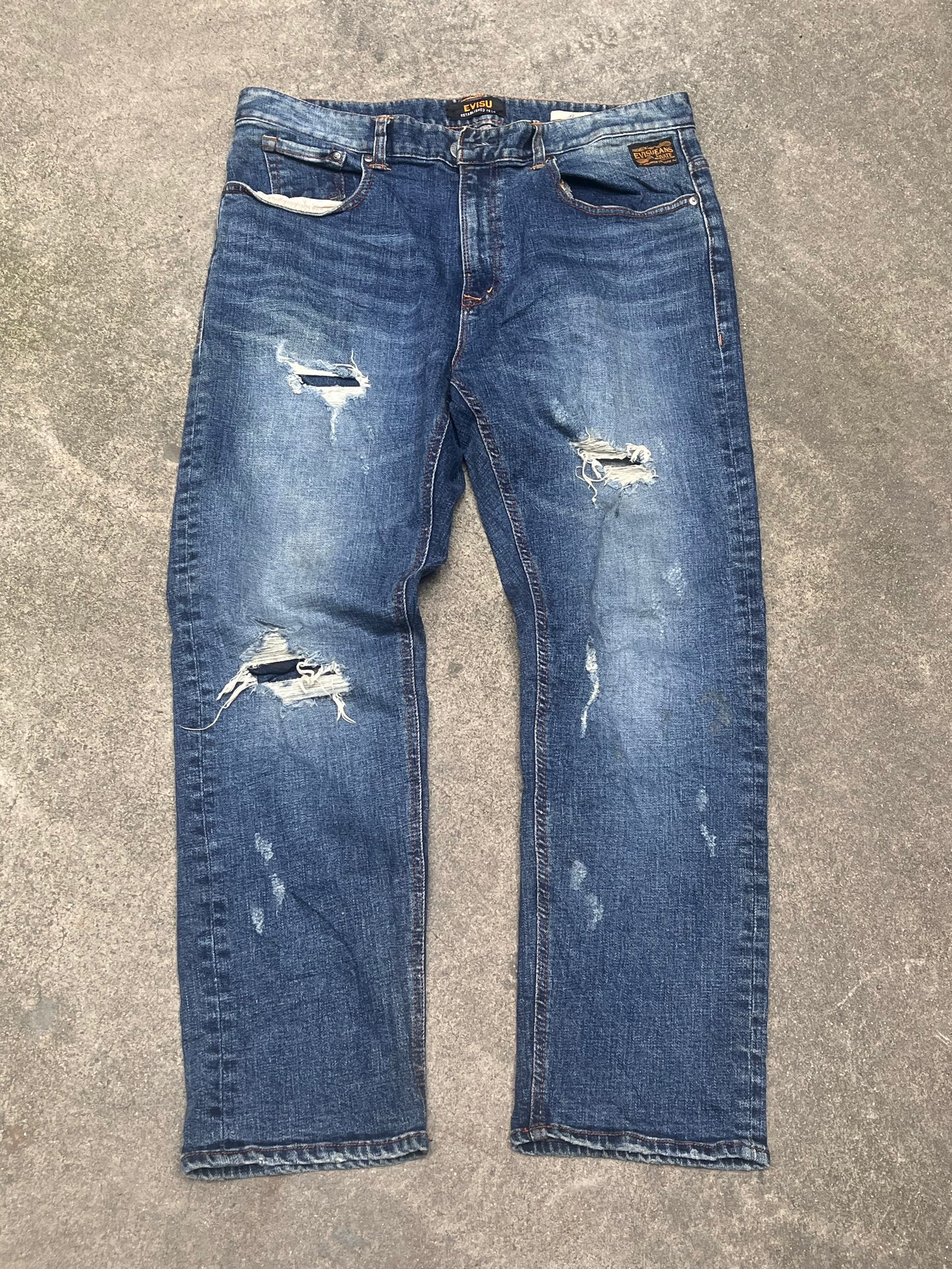 Evisu Baggy fit distressed denim