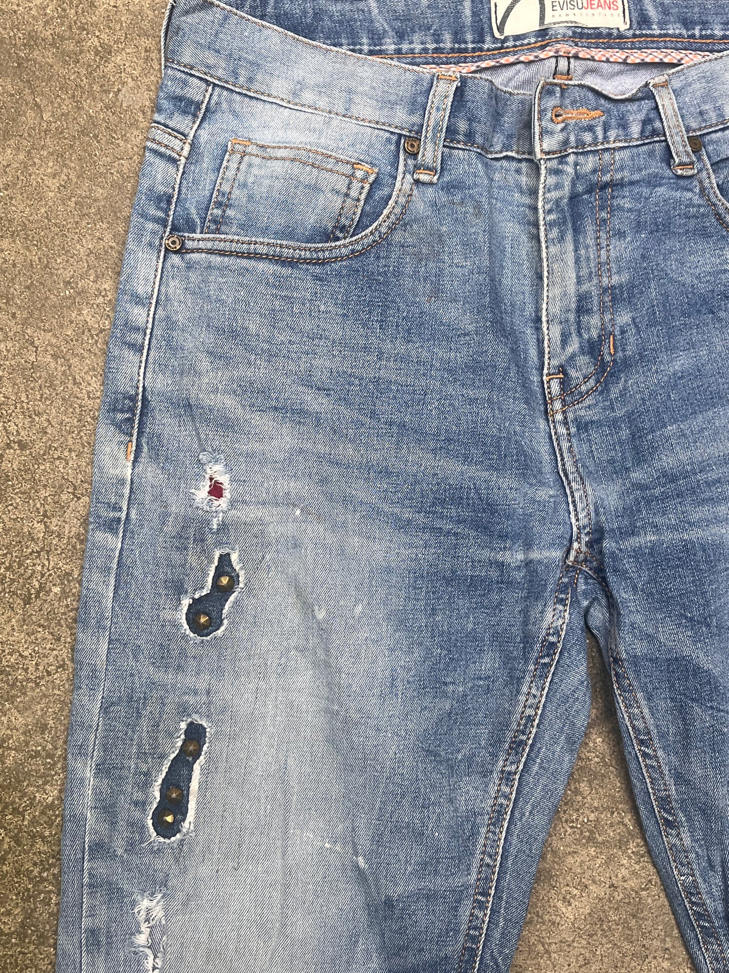 Evisu white logo baggy jeans