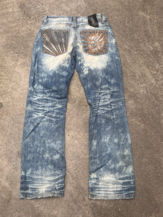 Oniarai Baggy shiny logo jeans