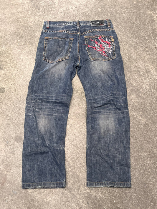 Big Train Osaka embroidered wing denim