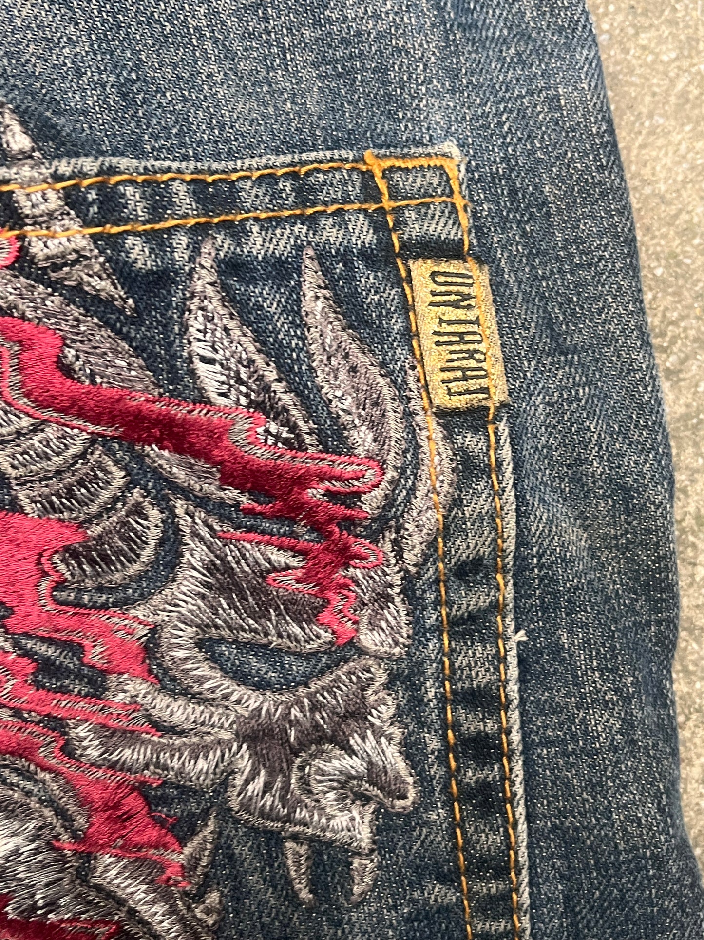 Big Train Osaka embroidered wing denim