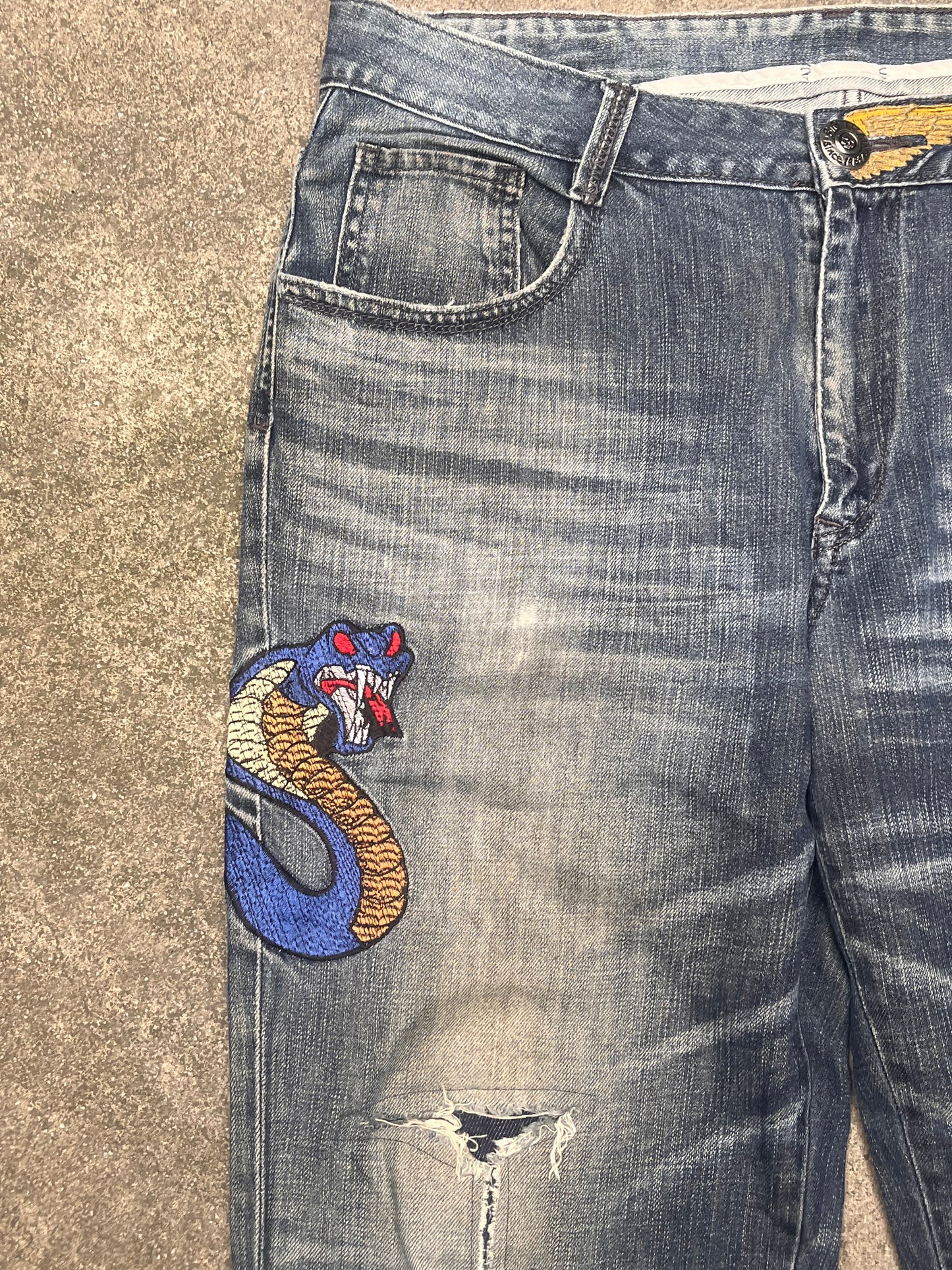 Baggy big Train snake embroidery jeans