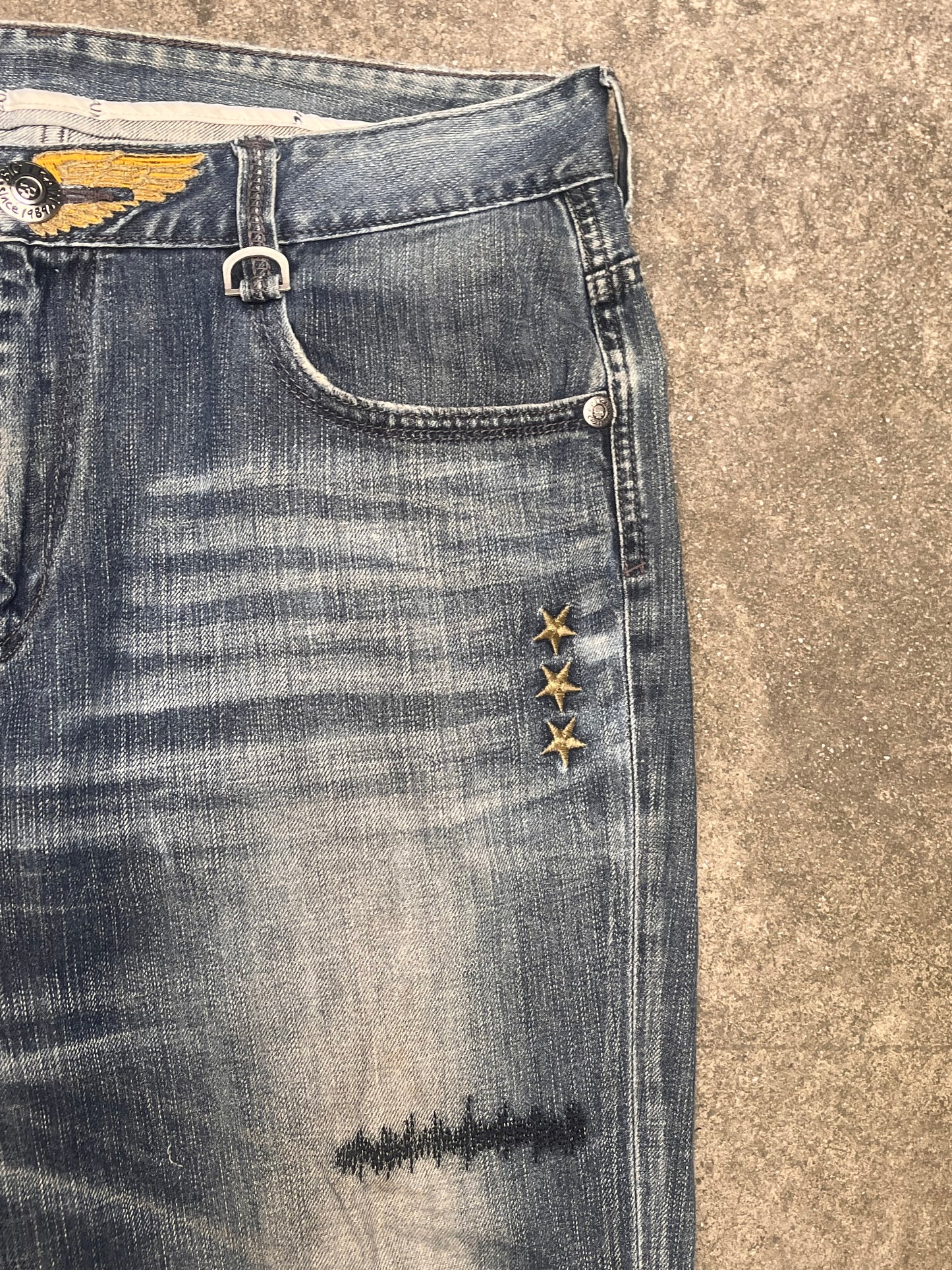 Baggy big Train snake embroidery jeans