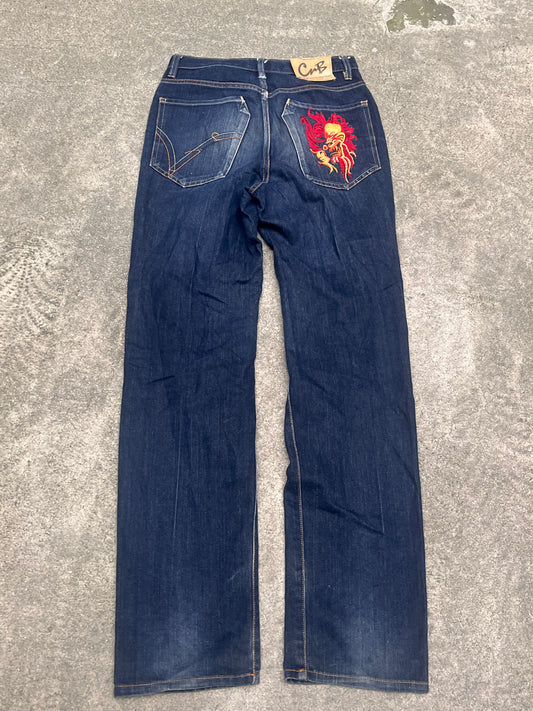 Oniarai flared red mask jeans