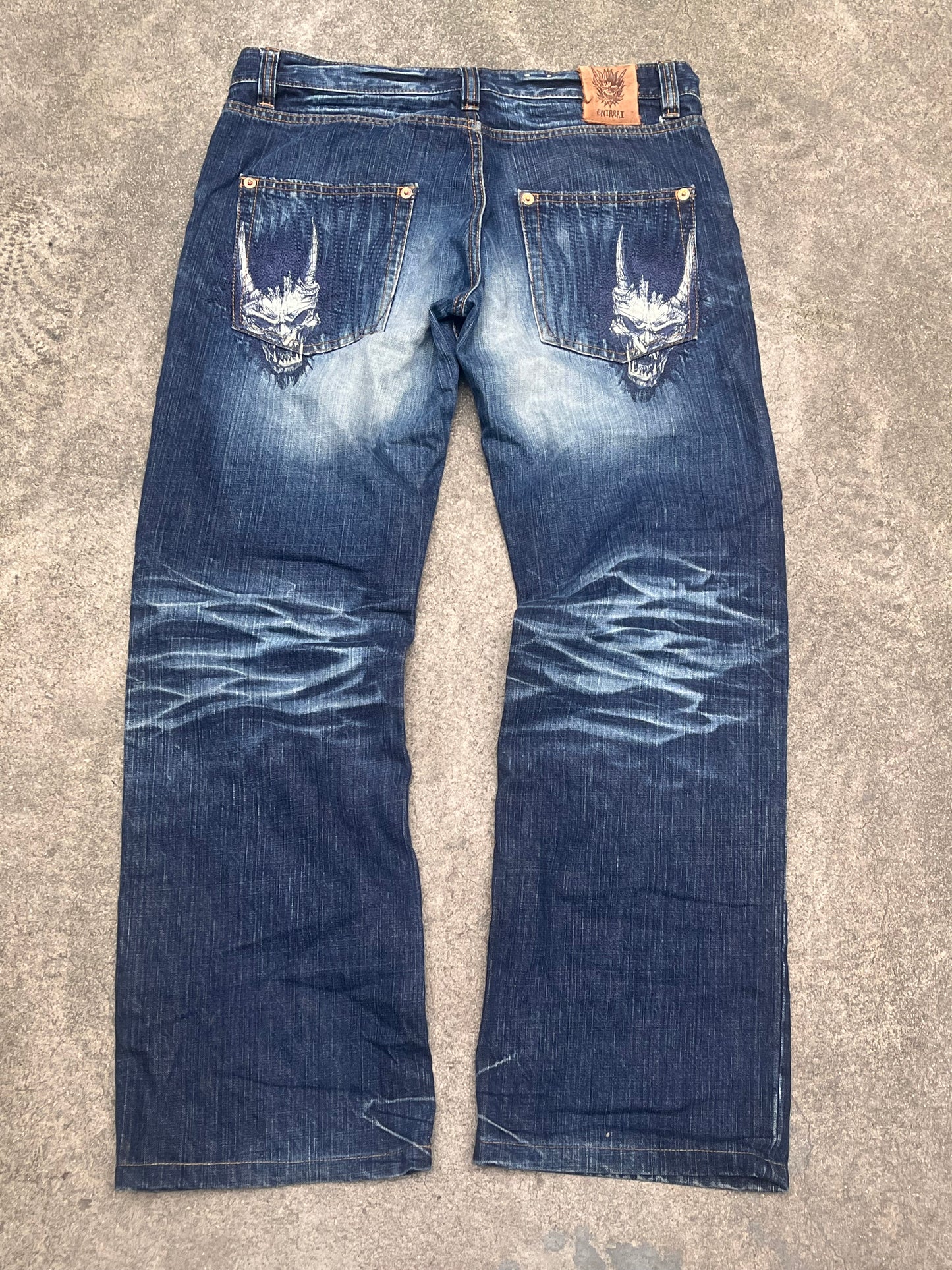 Oniarai Baggy demon embroidery jeans