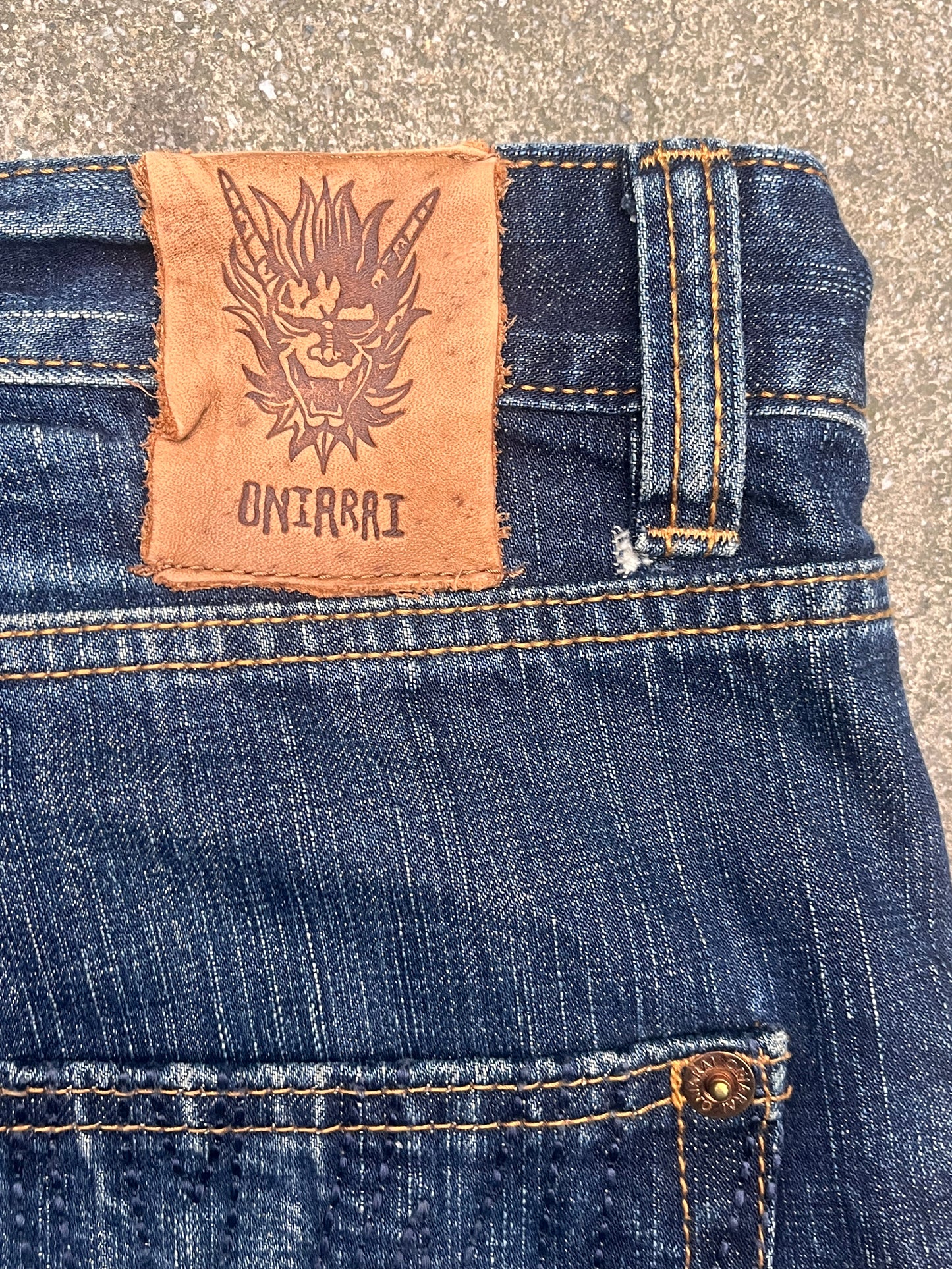 Oniarai Baggy demon embroidery jeans