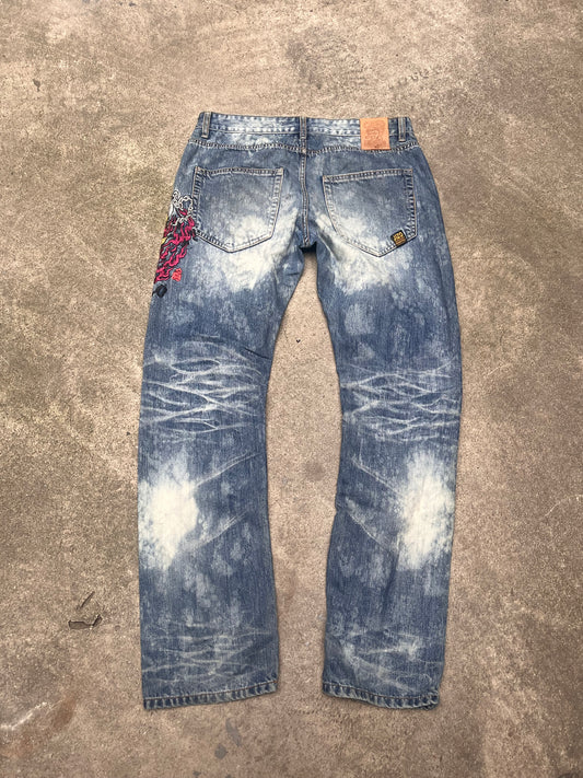 Jizo Bosatsu baggy embroidered Jeans